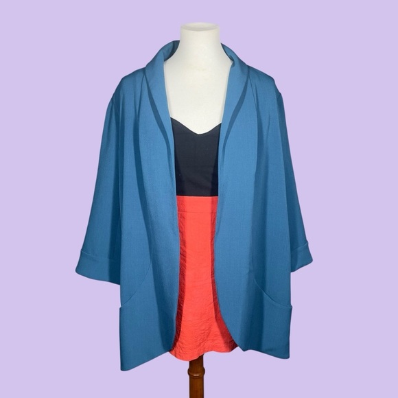 Anthracite by Muse teal oversized open front cardigan blazer jacket XL - Picture 2 of 12